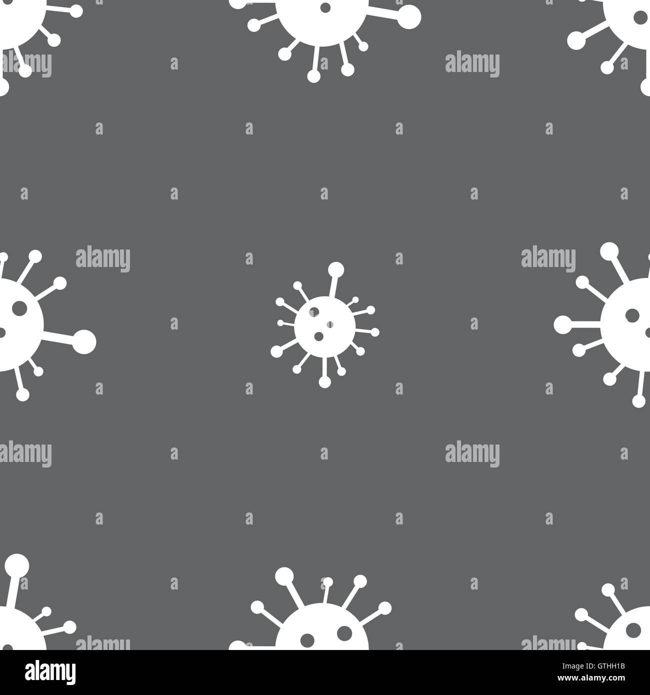 Icona di batteri segno. Seamless pattern su uno sfondo grigio. Vettore Illustrazione Vettoriale