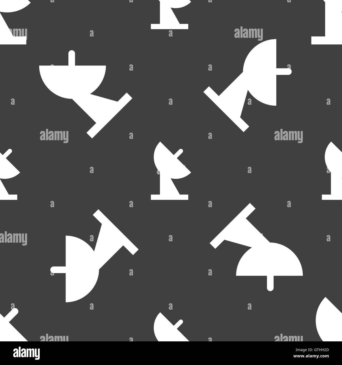 Parabola satellitare icona segno. Seamless pattern su uno sfondo grigio. Vettore Illustrazione Vettoriale