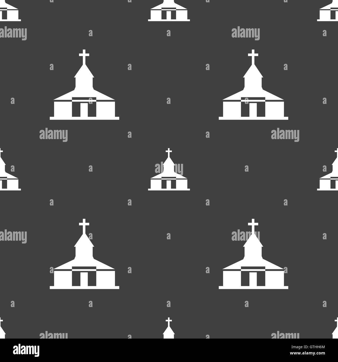 Icona della Chiesa segno. Seamless pattern su uno sfondo grigio. Vettore Illustrazione Vettoriale