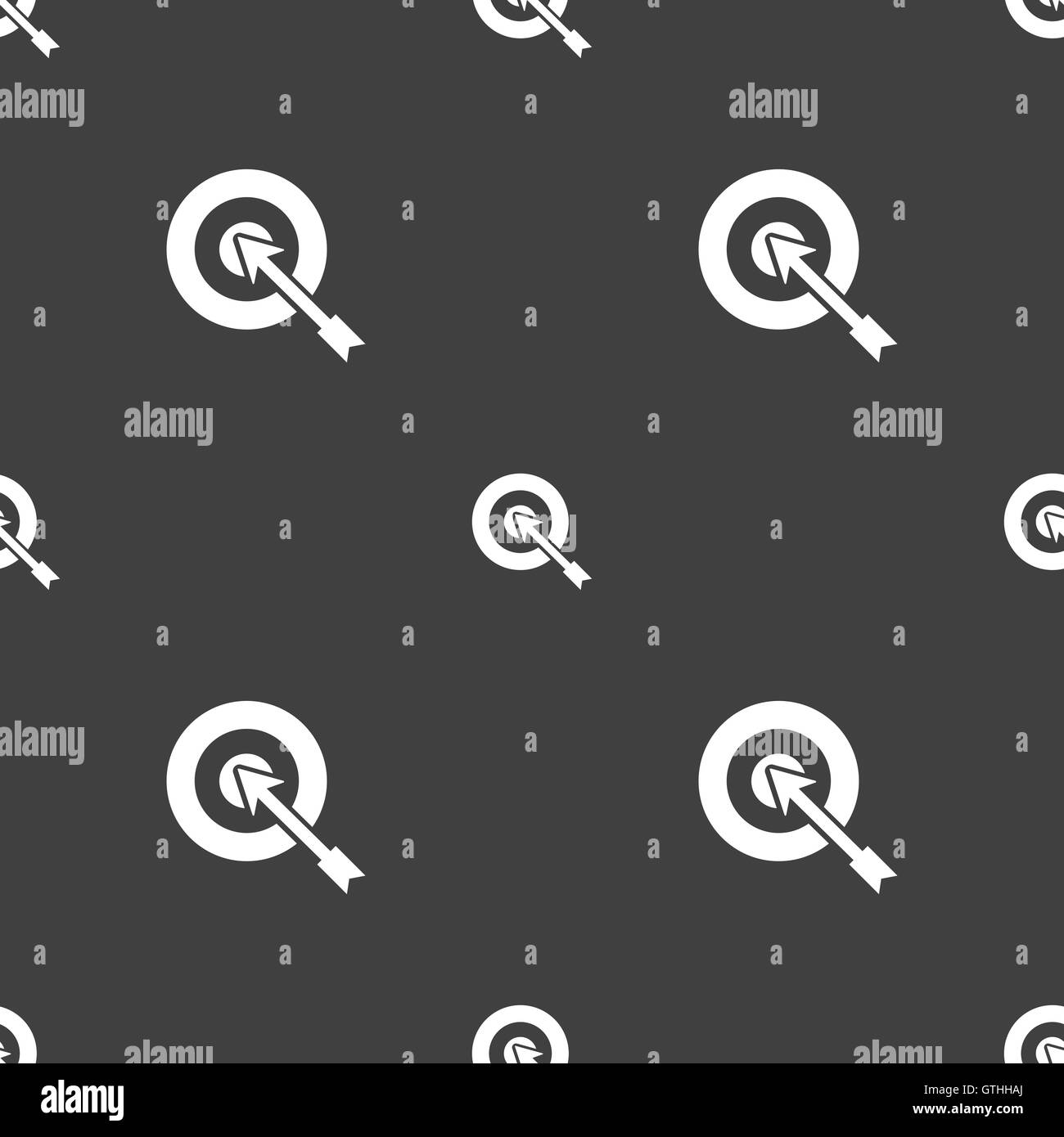 Icona di destinazione segno. Seamless pattern su uno sfondo grigio. Vettore Illustrazione Vettoriale
