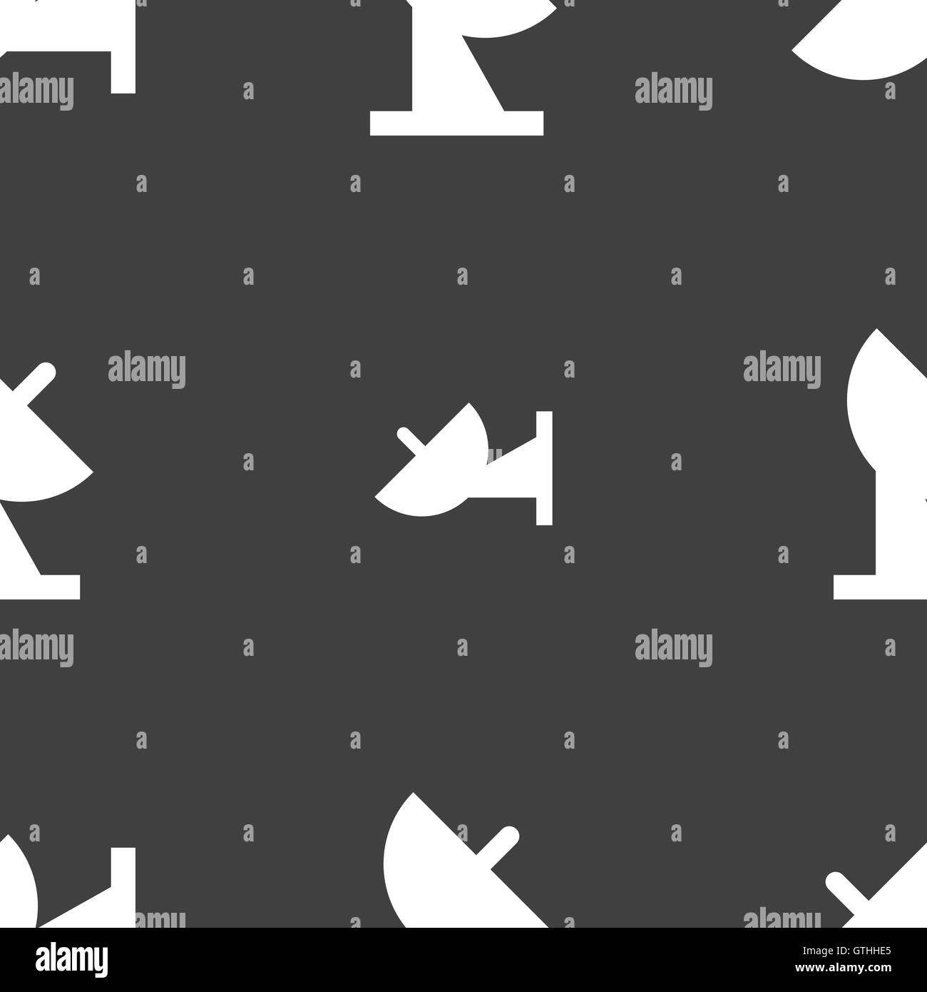 Parabola satellitare icona segno. Seamless pattern su uno sfondo grigio. Vettore Illustrazione Vettoriale