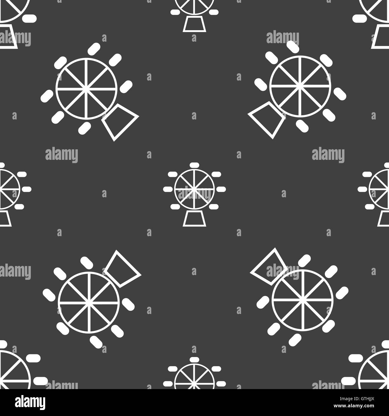 Ruota panoramica Ferris icona segno. Seamless pattern su uno sfondo grigio. Vettore Illustrazione Vettoriale