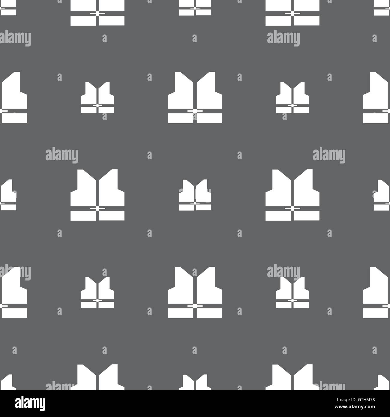 Giubbotto di lavoro icona segno. Seamless pattern su uno sfondo grigio. Vettore Illustrazione Vettoriale