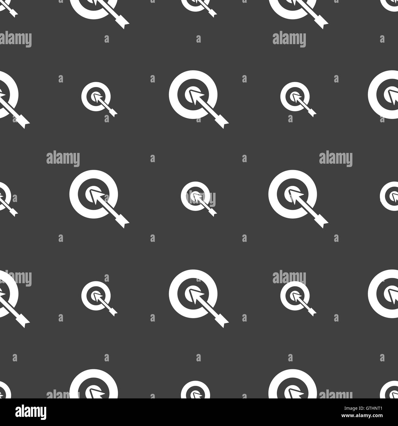 Icona di destinazione segno. Seamless pattern su uno sfondo grigio. Vettore Illustrazione Vettoriale
