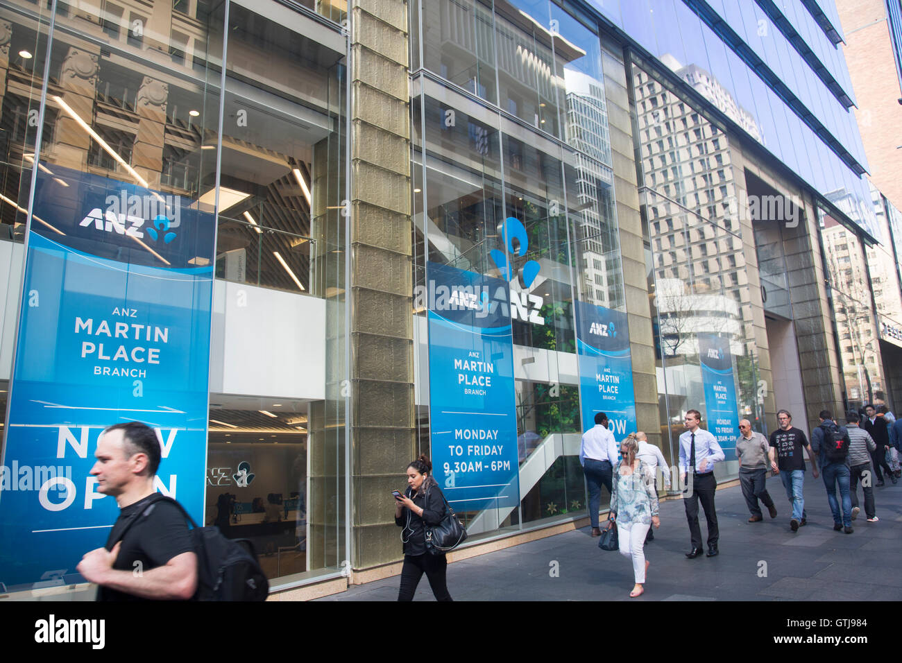 Filiale ANZ di recente apertura a Martin Place, centro di Sydney, NSW, Australia Foto Stock