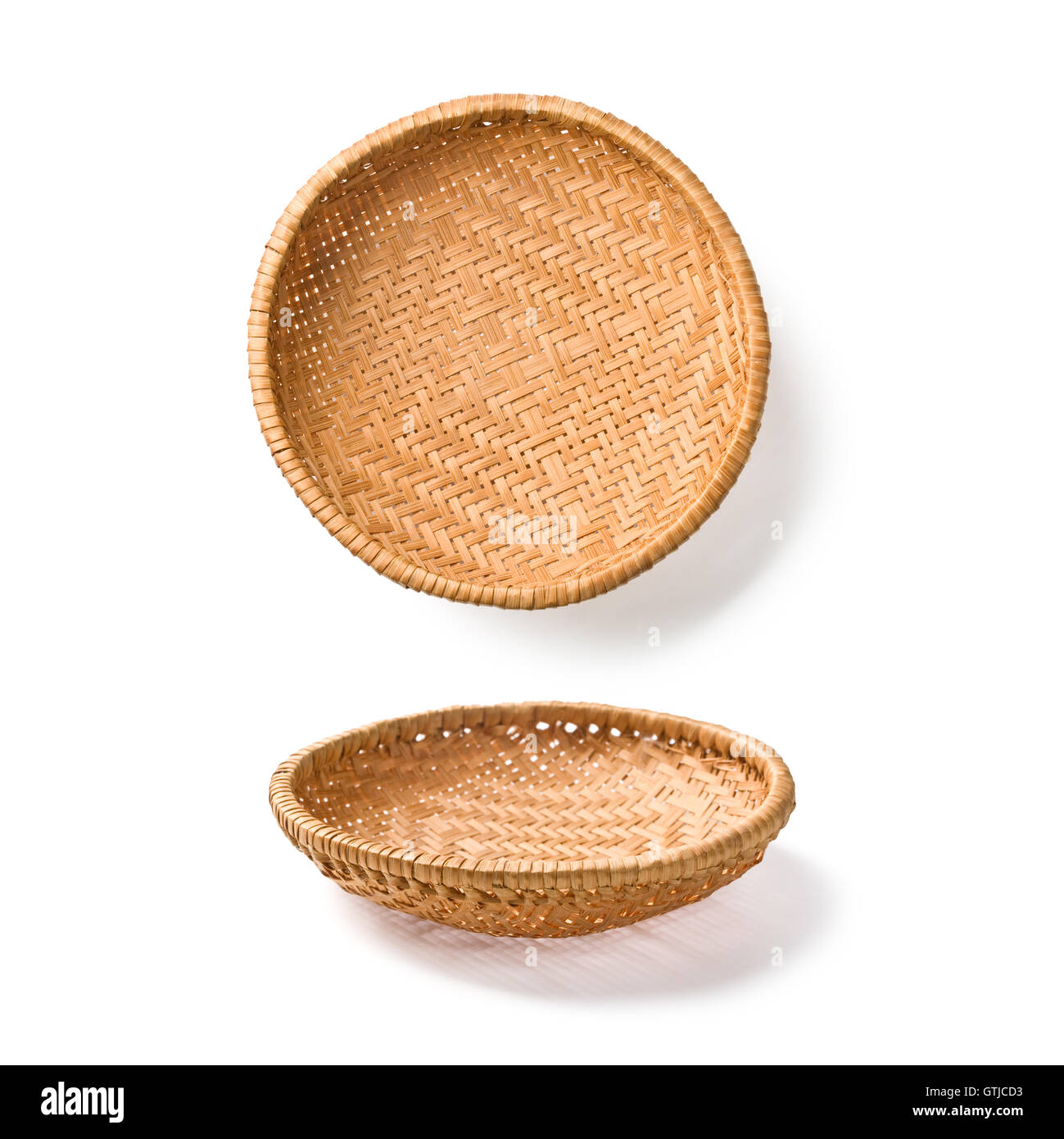 Due piattini di vimini Foto Stock