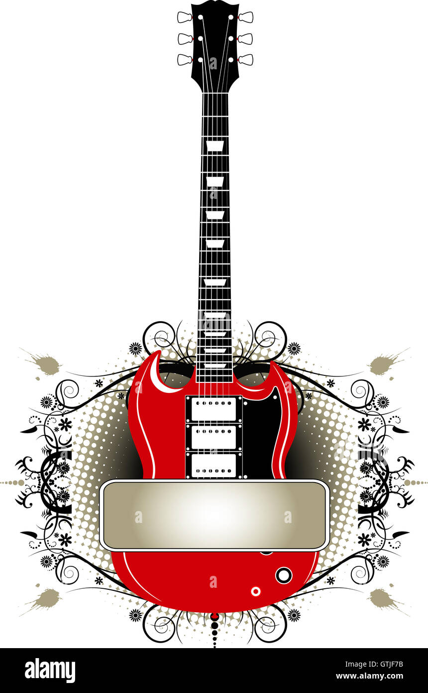 Vettore di chitarra Banner del modello di progettazione Foto Stock