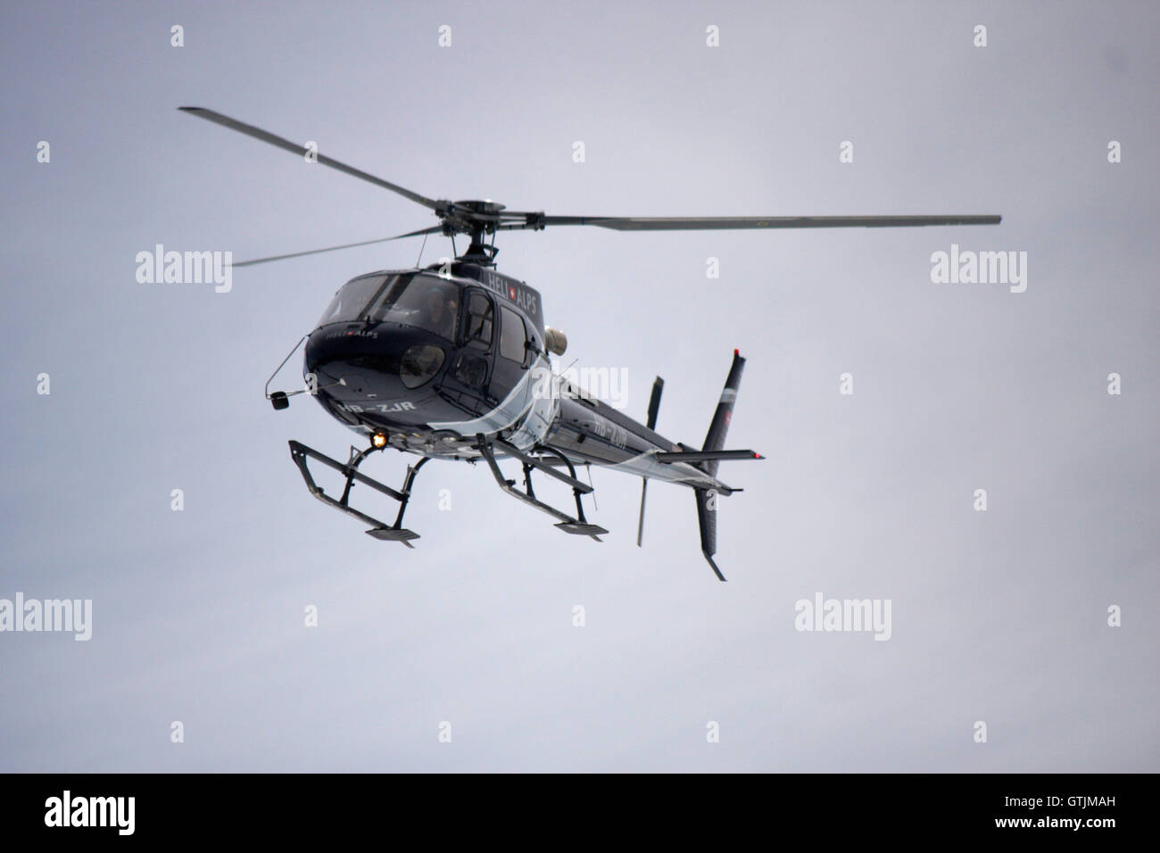 Hubschrauber, Mont Blanc-Massiv, Chamonix Frankreich. Foto Stock