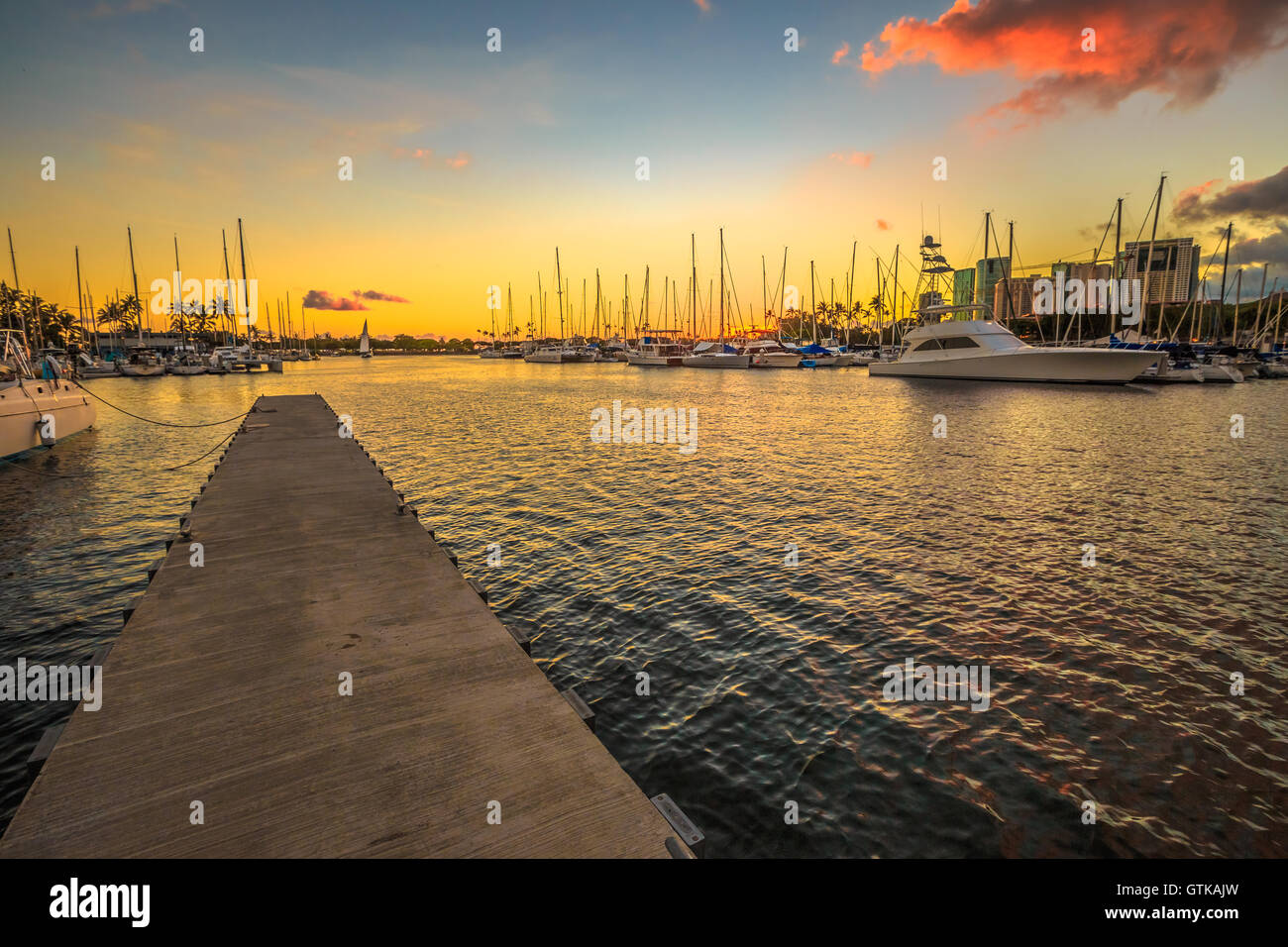 Ala Wai Harbor Honolulu Foto Stock