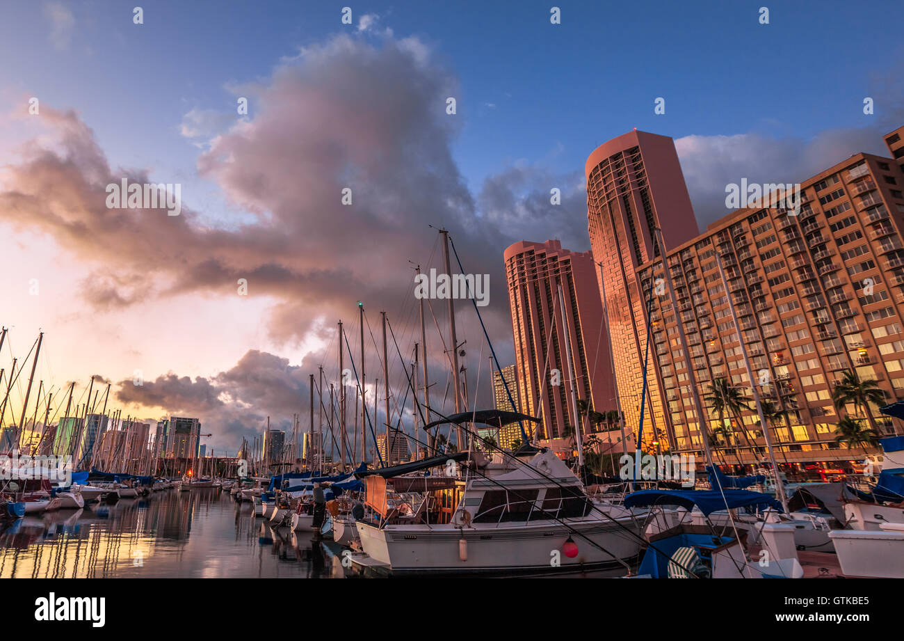 Lungomare di Honolulu Oahu Foto Stock