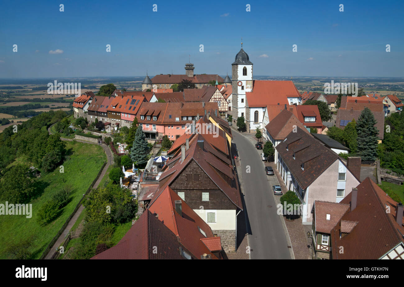 Alta Vista della città vecchia,Waldenburg,Baden-Wurttemberg,Germania Foto Stock