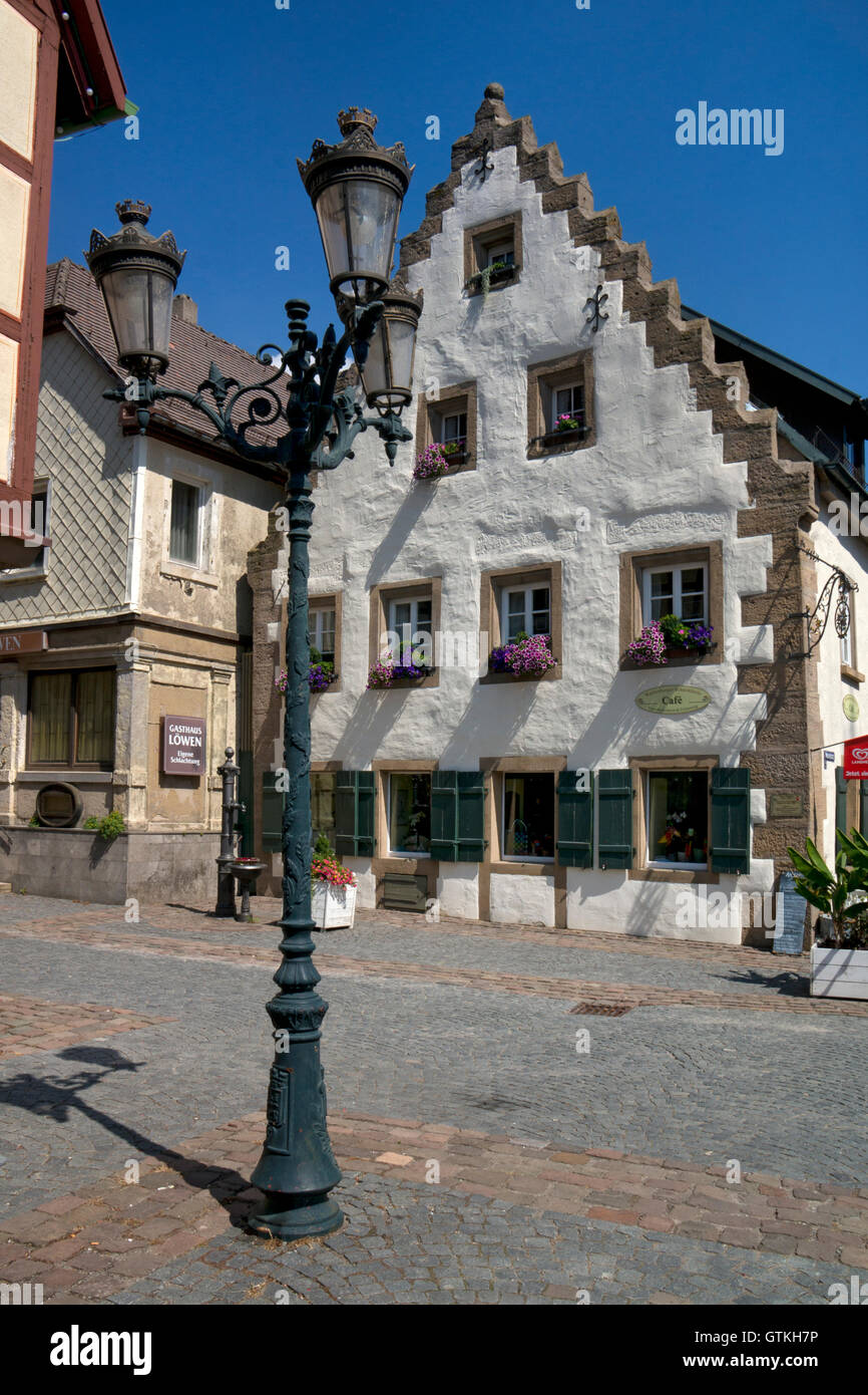 Gli edifici di vecchia costruzione in town square,Waldenburg,Baden-Wurttemberg,Germania Foto Stock