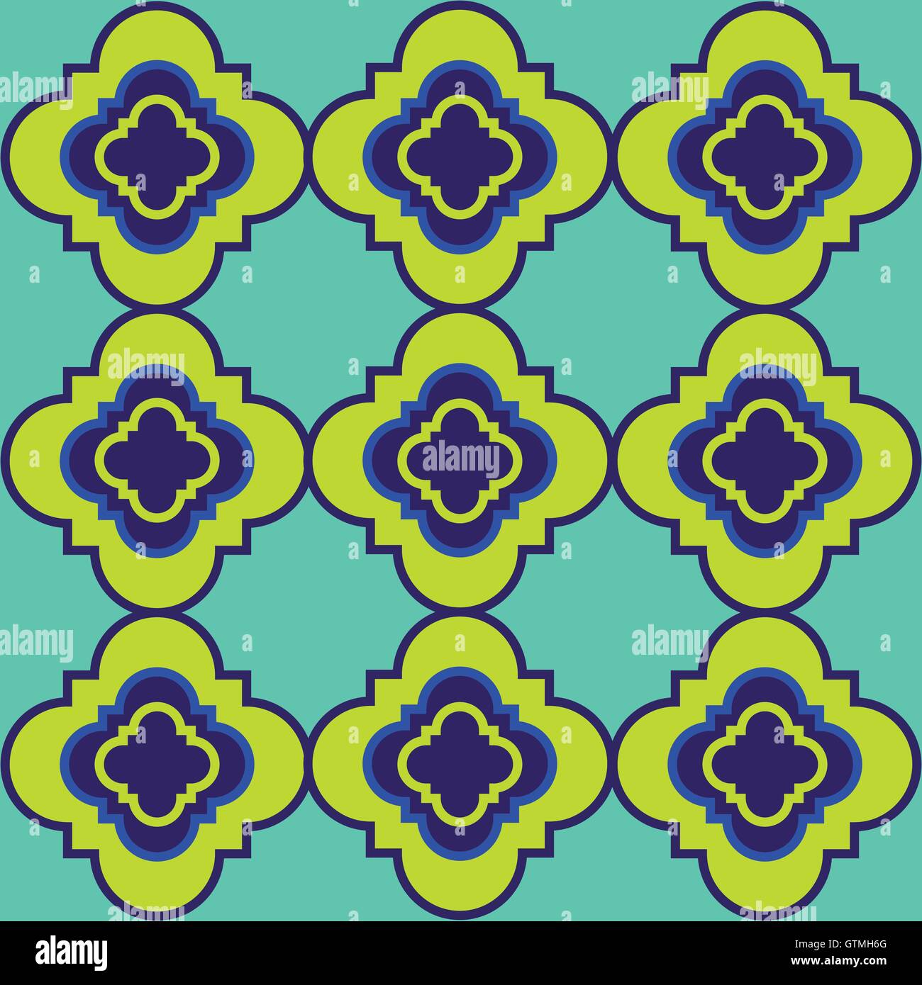 Blu, menta, giallo quatrefoil pattern senza giunture Illustrazione Vettoriale