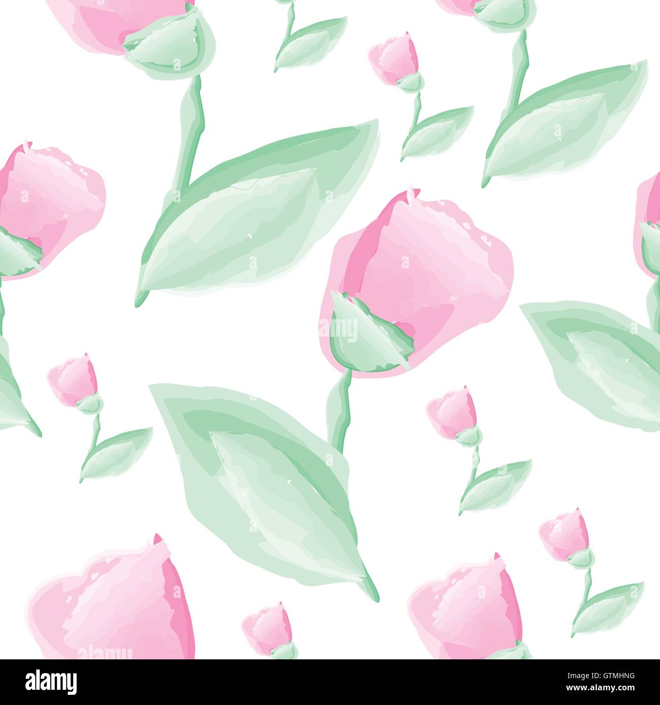 Acquerello tulipani perfetta configurazione vettore Illustrazione Vettoriale