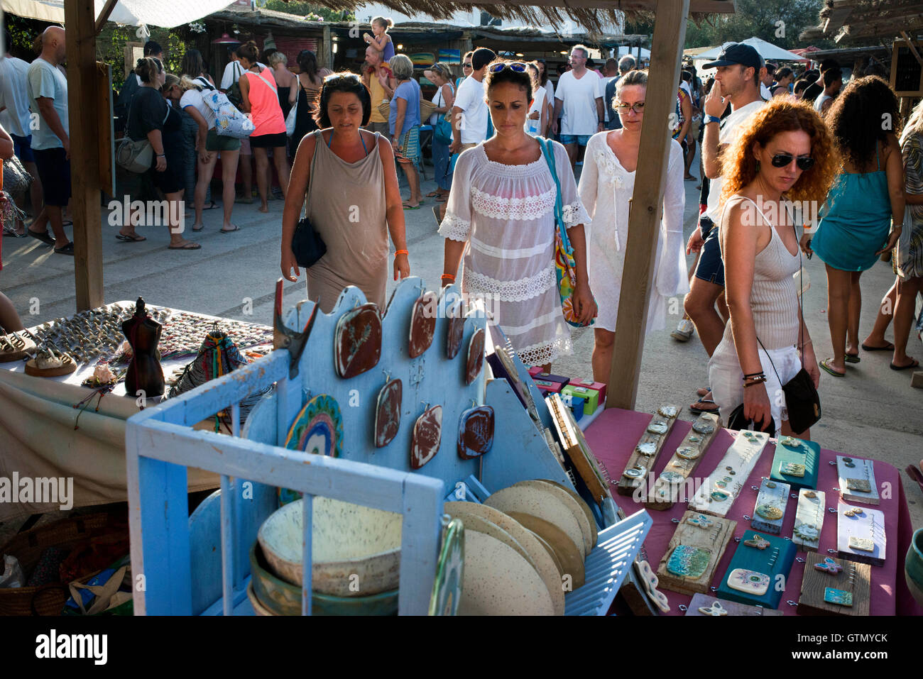 Mercato hippy, Pilar de la Mola, Formentera, isole Baleari, Spagna, Europa Foto Stock