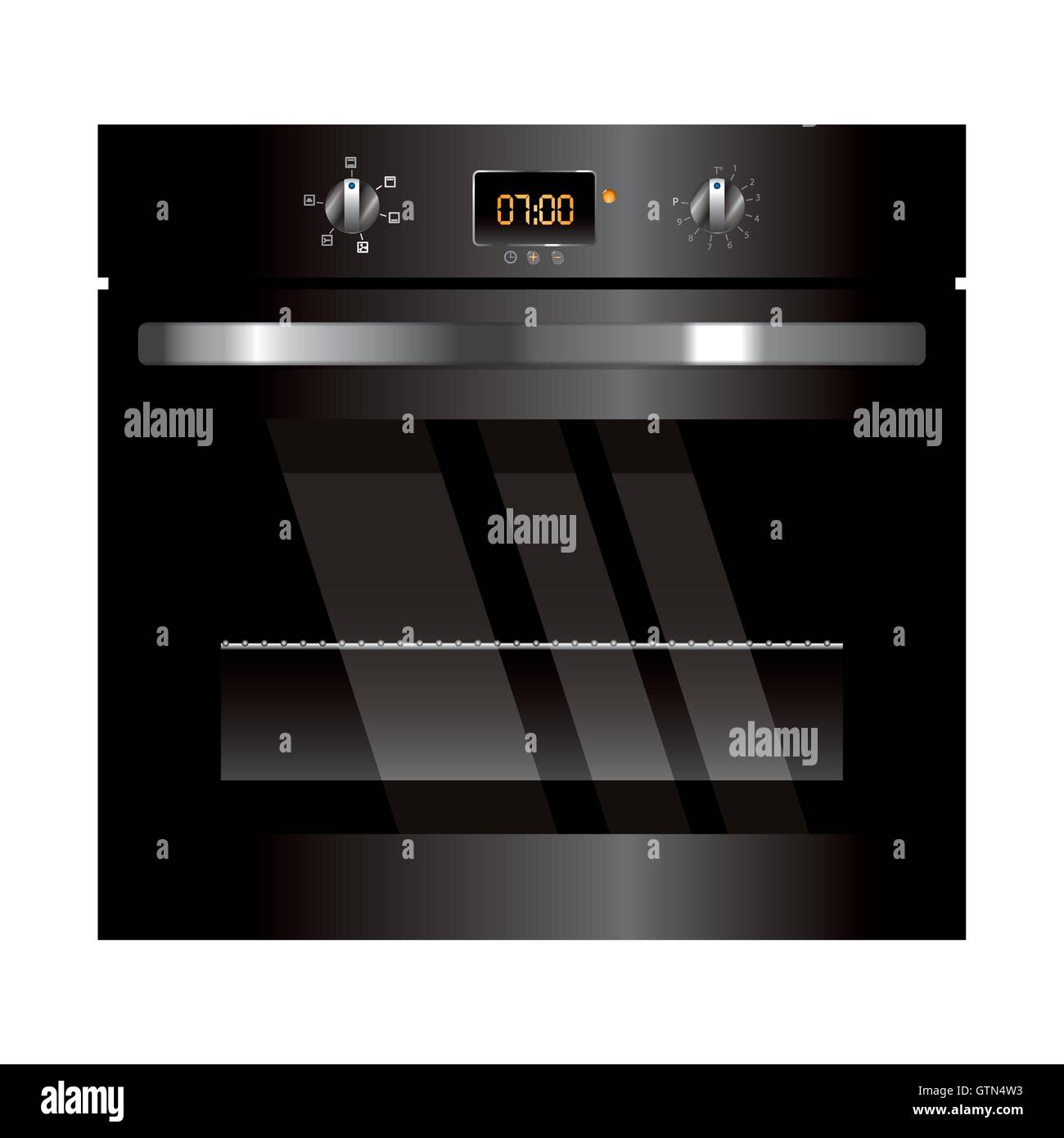 Vettore forno elettrico design nero cucina apparecchio Illustrazione Vettoriale