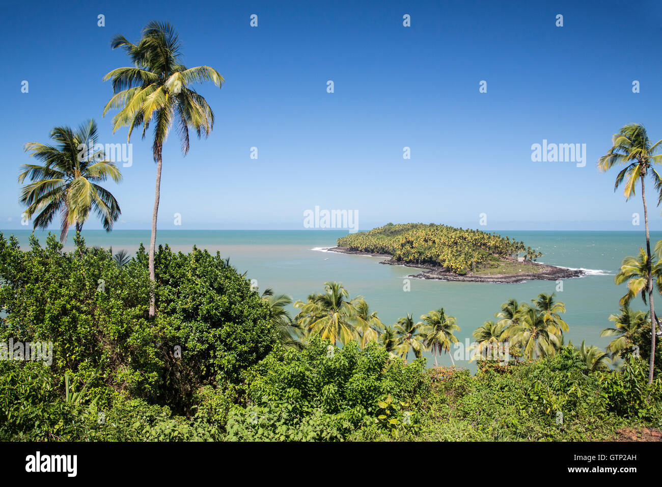 Vista dei diavoli isola da Isle Royale, Guiana francese Foto Stock