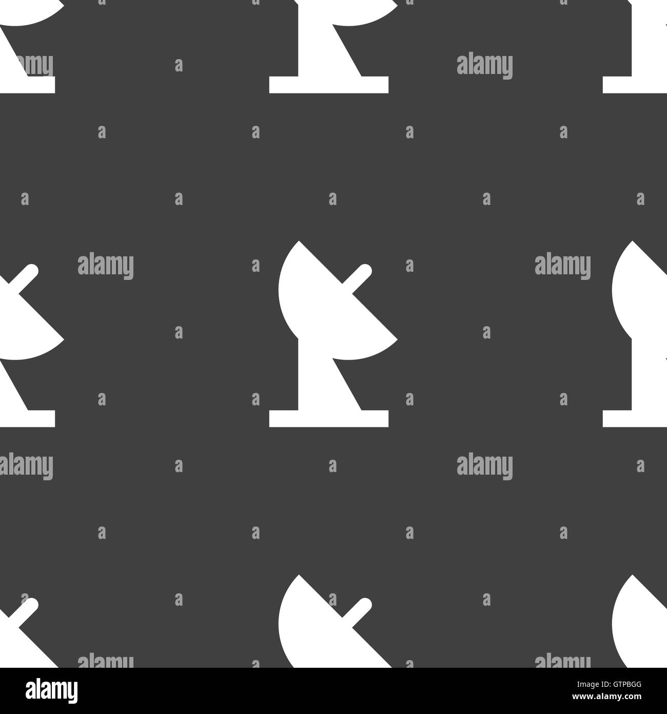Parabola satellitare icona segno. Seamless pattern su uno sfondo grigio. Vettore Illustrazione Vettoriale