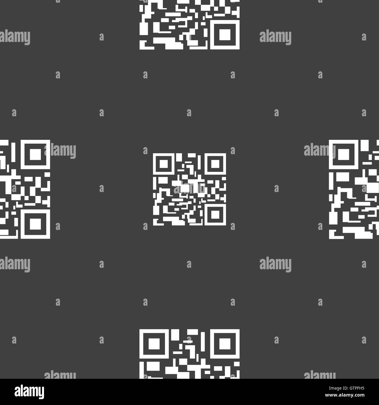 Icona codice a barre segno. Seamless pattern su uno sfondo grigio. Vettore Illustrazione Vettoriale