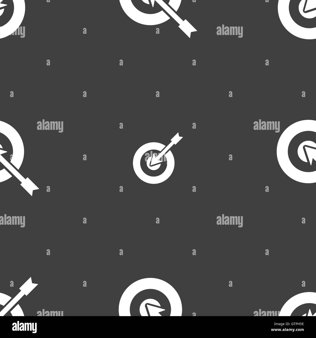 Icona di destinazione segno. Seamless pattern su uno sfondo grigio. Vettore Illustrazione Vettoriale