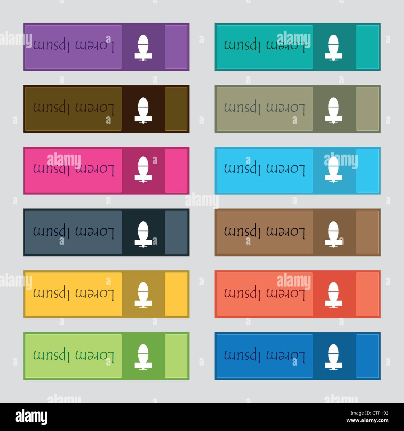 Miniera di mortaio icona segno. Set di dodici rettangolare, colorata, bella e di alta qualità per i pulsanti del sito. Vettore Illustrazione Vettoriale