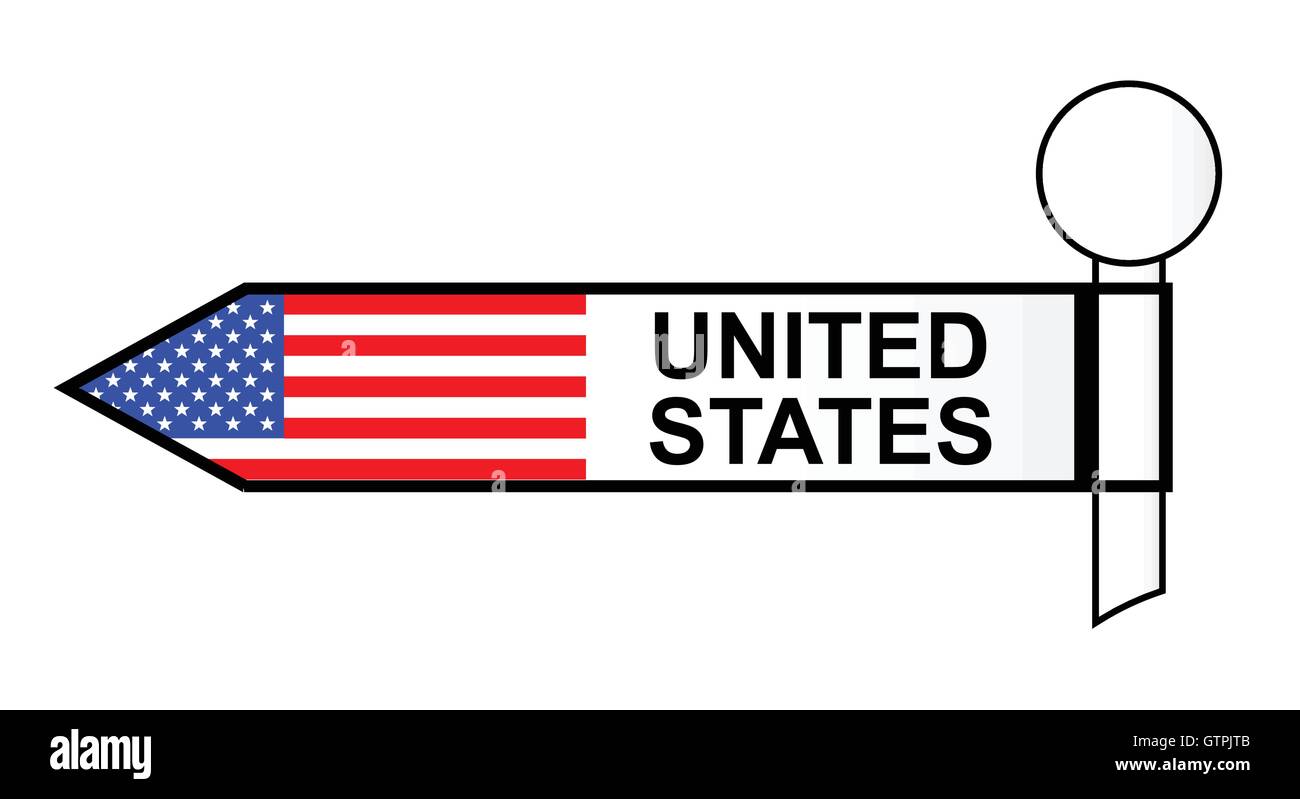 Le stelle e strisce di bandiera su un Stati Uniti direzione dito post Illustrazione Vettoriale