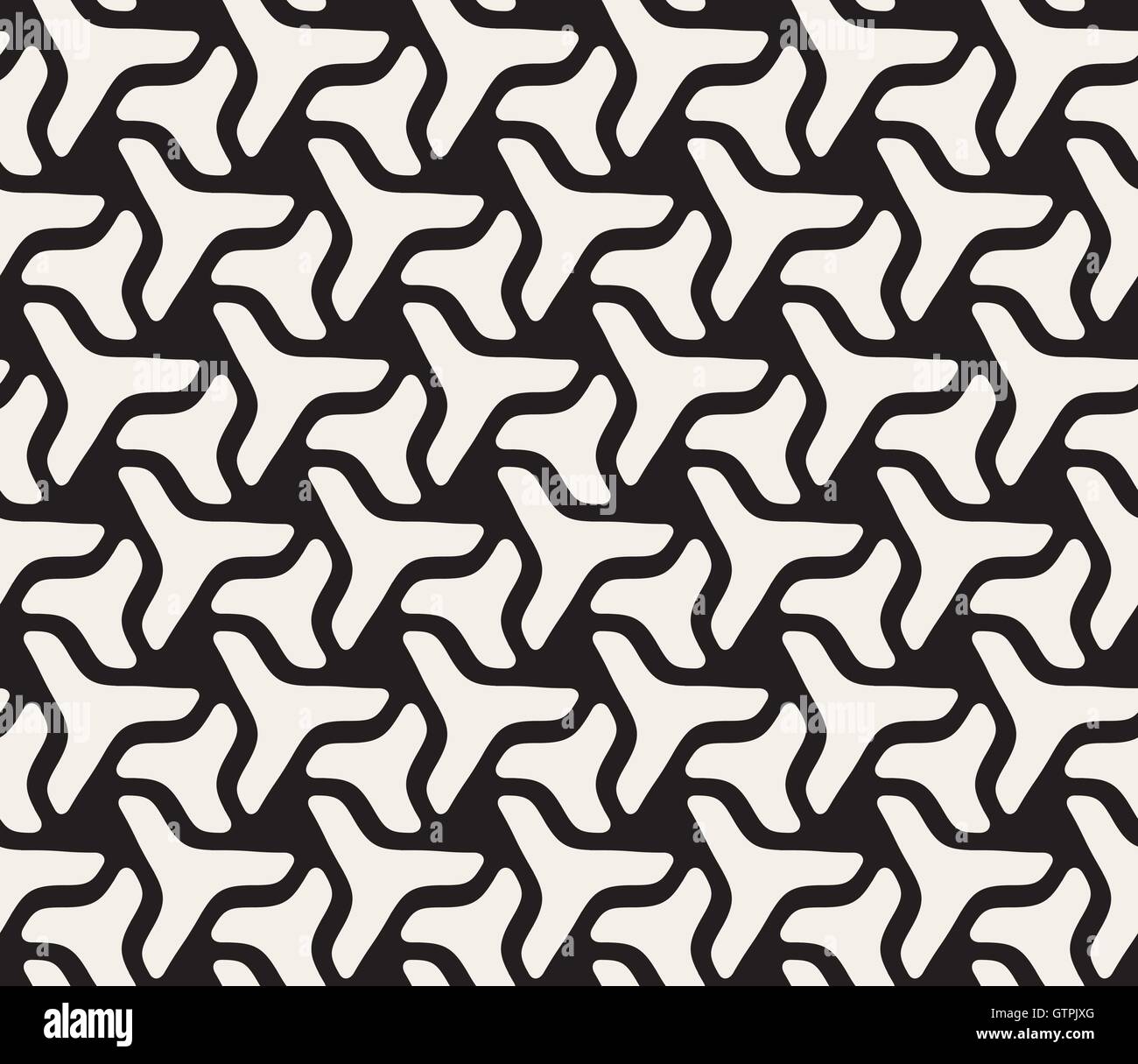 Vector Seamless in bianco e nero arrotondato forme di triangolo Pattern Illustrazione Vettoriale