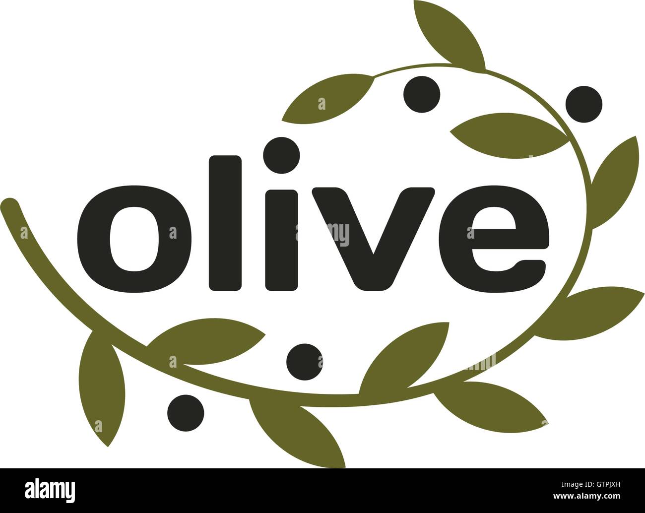 Isolato olive branch vector logo. Logotipo dell'olio. Naturale prodotti sani e la relativa icona. Illustrazione Vettoriale