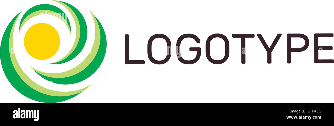 Isolato di colore verde e giallo logo vettoriale. La forma rotonda logotipo. Illustrazione Vettoriale