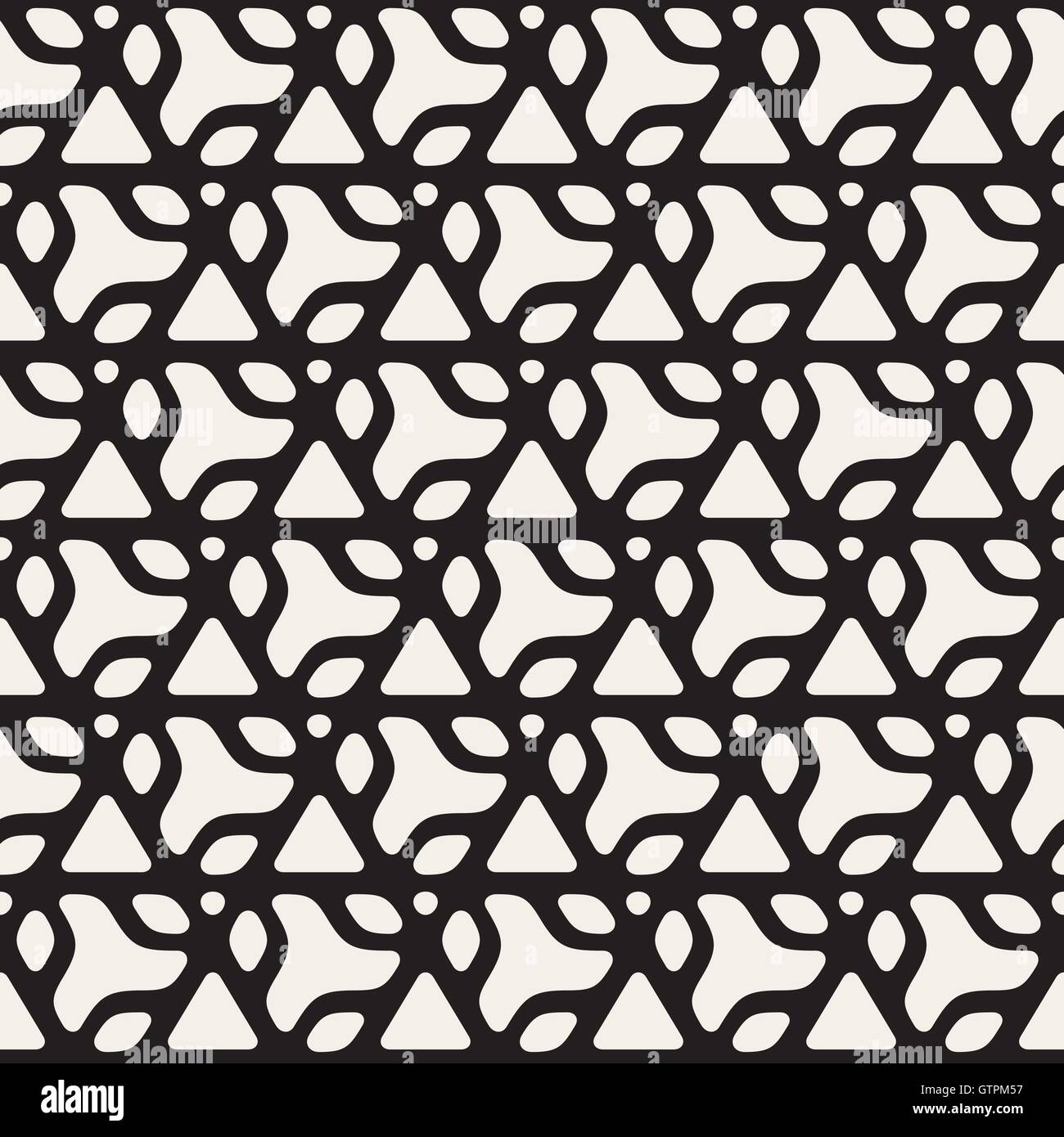 Vector Seamless in bianco e nero arrotondato forme di triangolo Pattern Illustrazione Vettoriale
