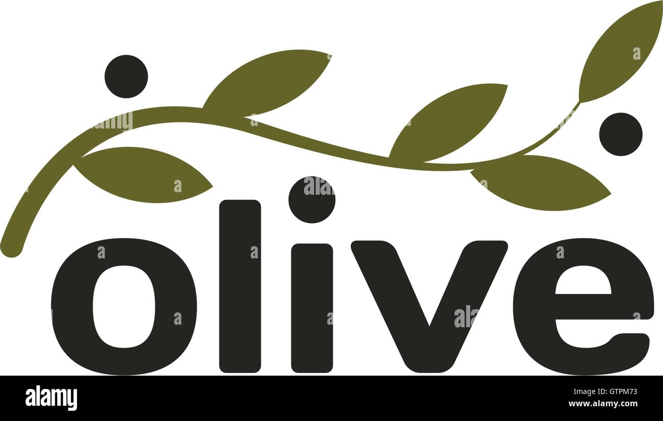 Isolato olive branch vector logo. Logotipo dell'olio. Naturale prodotti sani e la relativa icona. Illustrazione Vettoriale