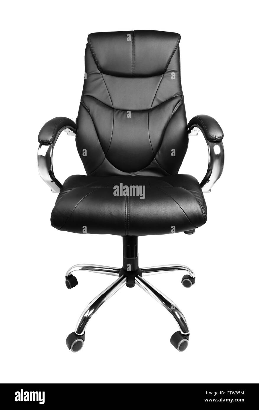 Costoso sedia da ufficio per il boss di fronte closeup isolare su sfondo bianco Foto Stock