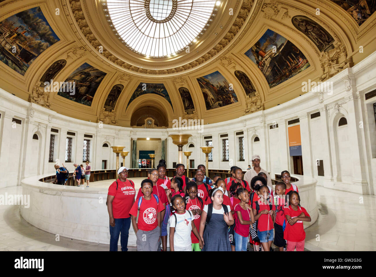 New York City,NY NYC,Lower Manhattan,Financial District,National Museum of the American Indian,Alexander Hamilton U.S. Custom House,rotunda,WPA murale, Foto Stock