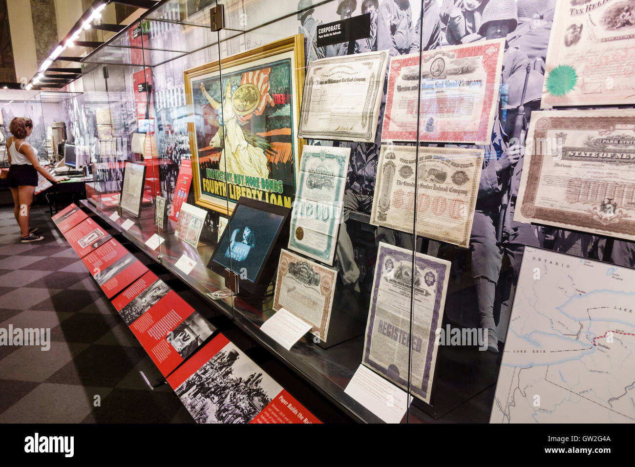 New York City,NY NYC Lower Manhattan,Financial District,Wall Street,Museum of American Finance,American Financial History,Exhibition collectio Foto Stock