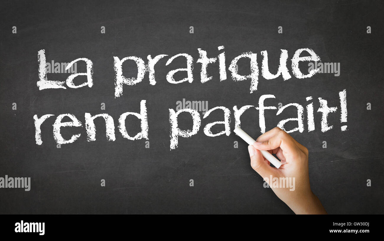 La pratica rende perfetti (In francese) Foto Stock