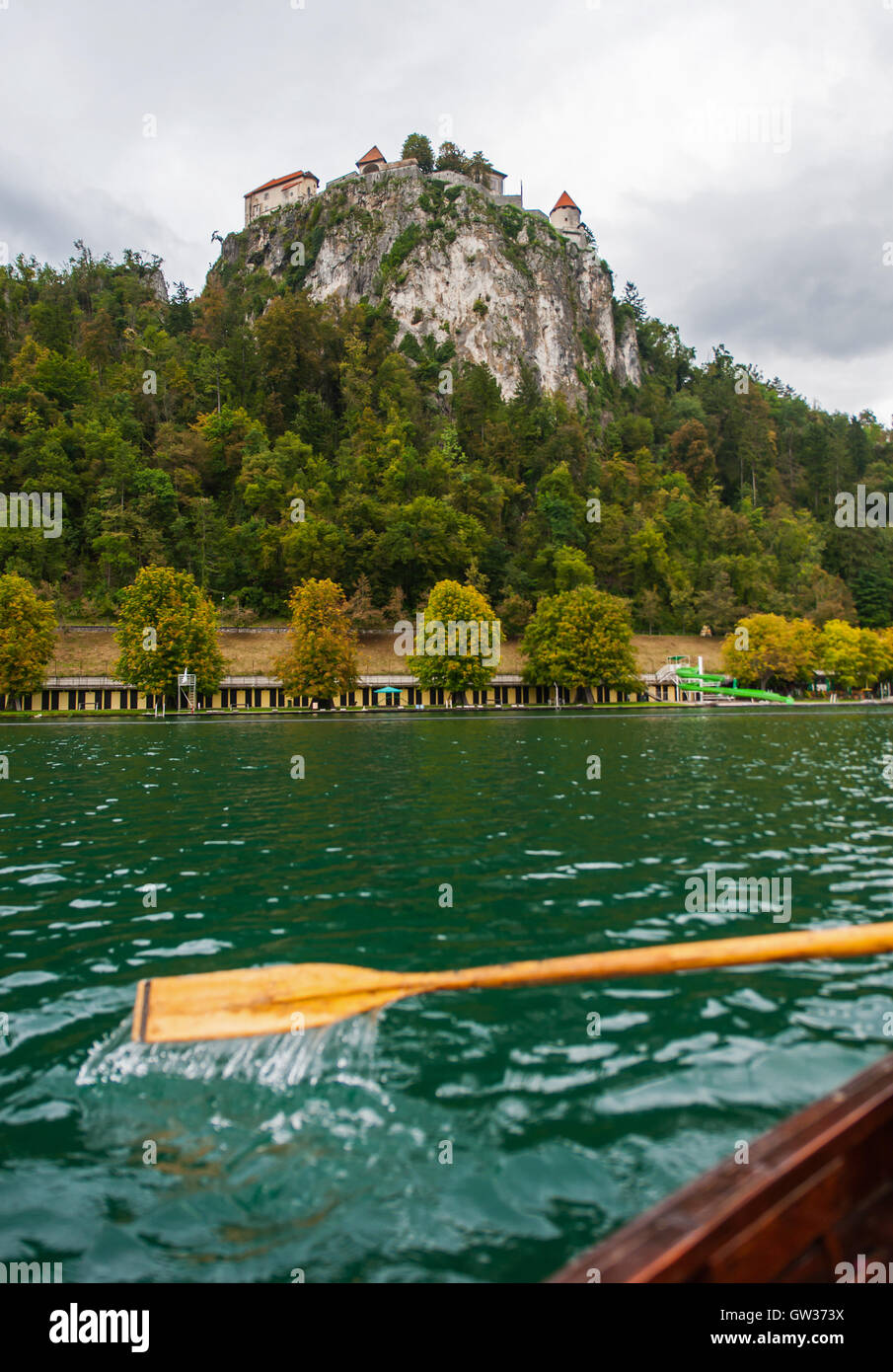 Il castello di Bled, Slovenia Foto Stock