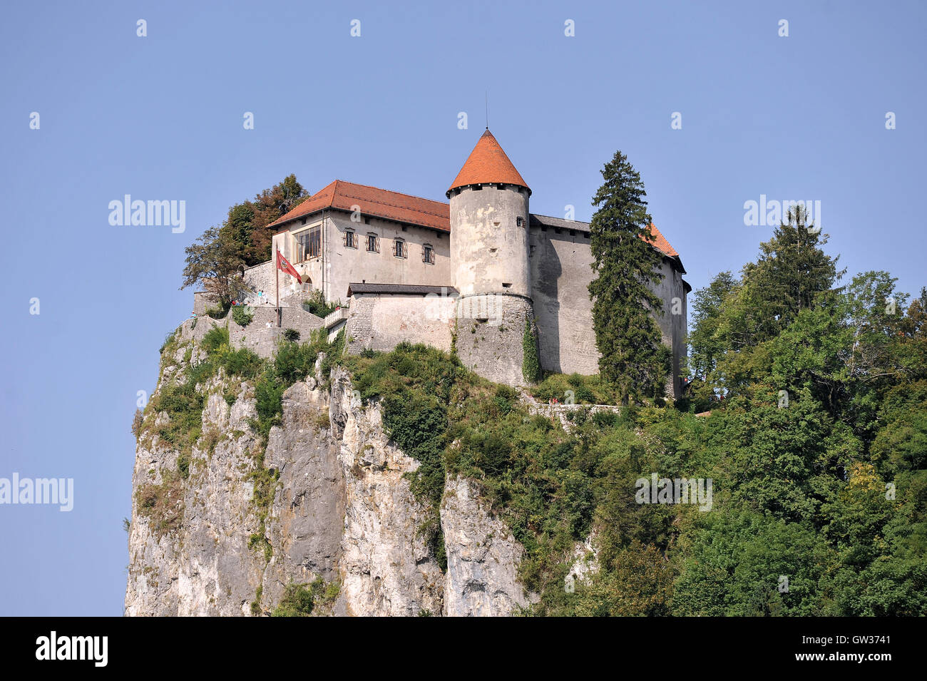 Il castello di Bled, Slovenia Foto Stock