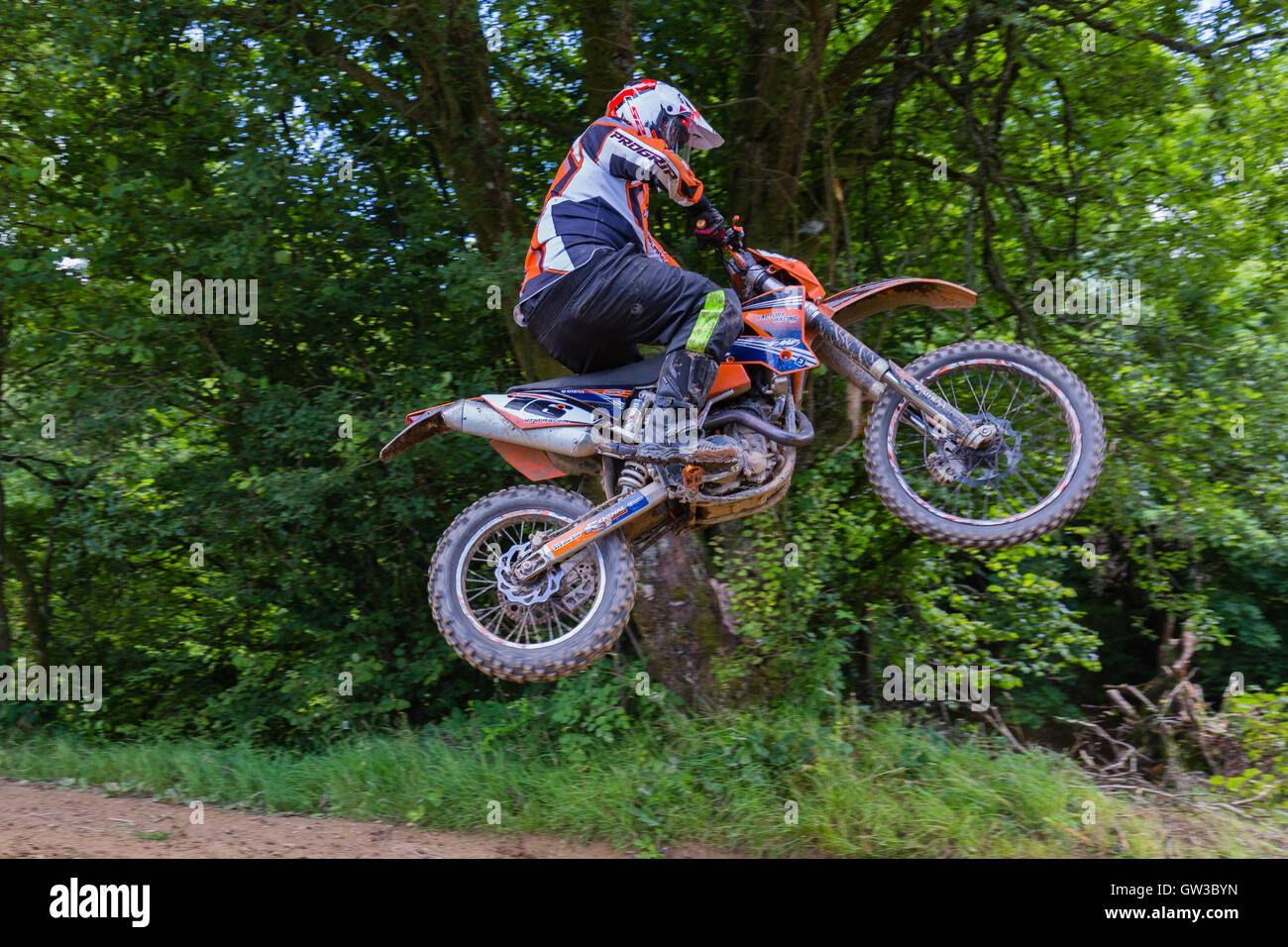 Jumping motociclo Foto Stock