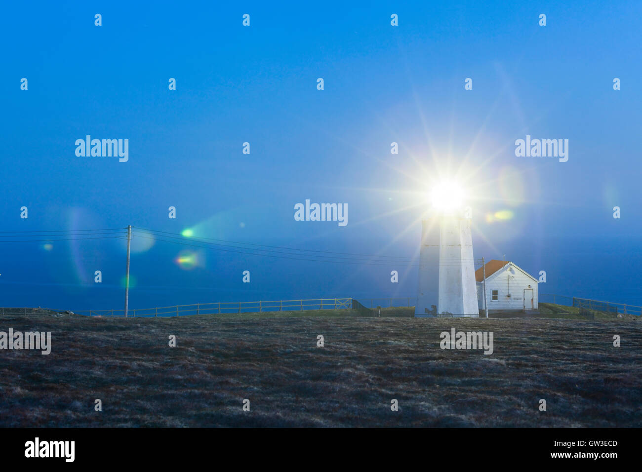 Il faro di Cape Santa Maria della riserva ecologica, Terranova, Canada. Foto Stock