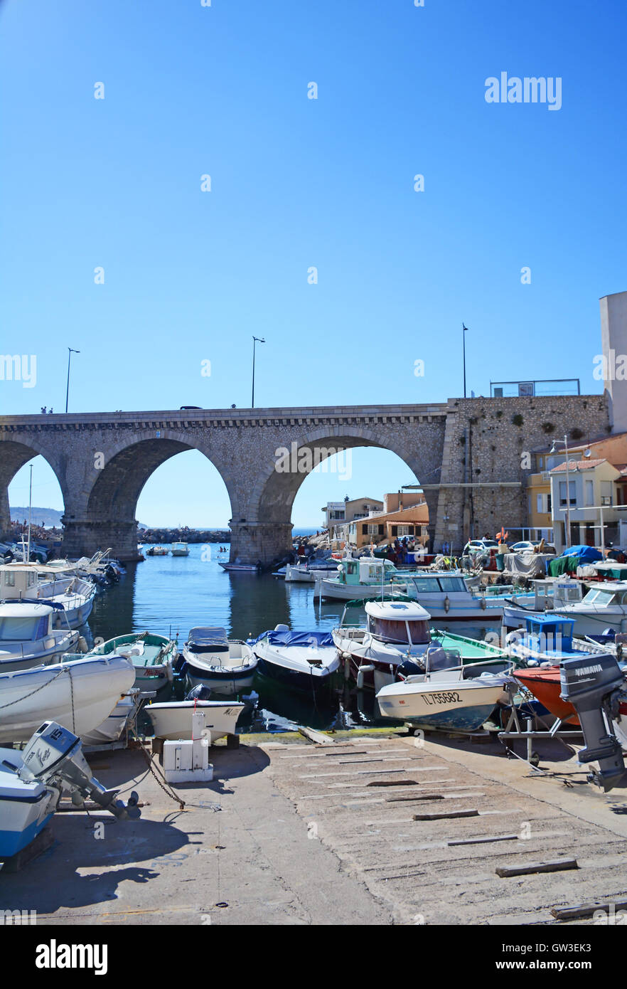 Pont de la Corniche Kennedy Vallon des Auffes Marseille Foto Stock