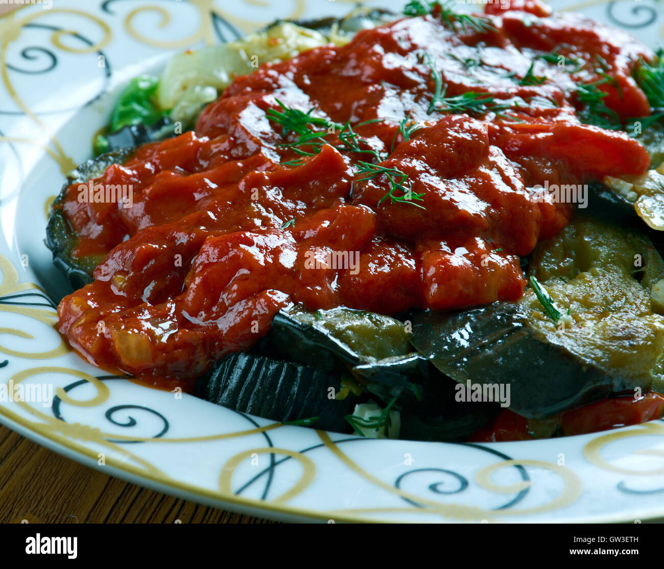 Eksili Patlıcan Tarifi - Turco antipasto di melanzane marinate Foto Stock