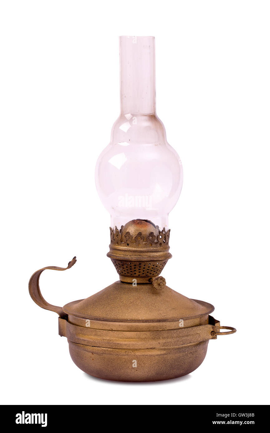 Vecchia lampada di uragano isolato Foto Stock