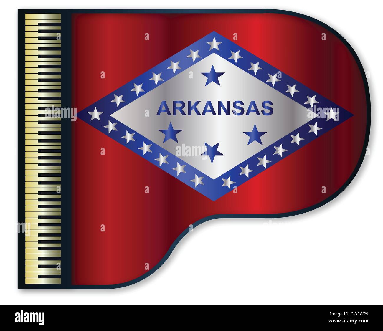 L'Arkansas state flag impostato in un tradizionale color nero pianoforte Illustrazione Vettoriale