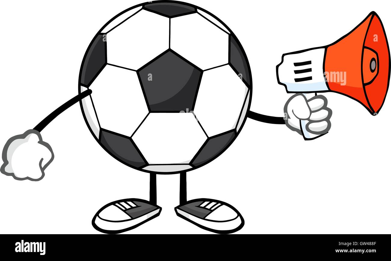 Pallone da calcio volto personaggio dei cartoni animati utilizzando un  megafono Immagine e Vettoriale - Alamy