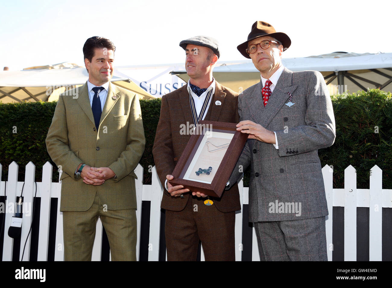 Goodwood, UK. 10 Settembre, 2016. Signore marzo fa la presentazione di David Brabham relative a Sir Jack Brabham omaggio, 10/9/16 Credito: Malcolm Greig/Alamy Live News Foto Stock