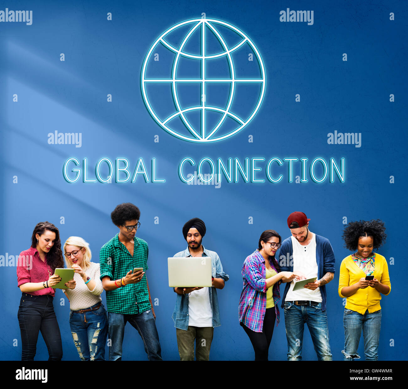 Global Connessione in tutto il mondo mondo concetto internazionale Foto Stock