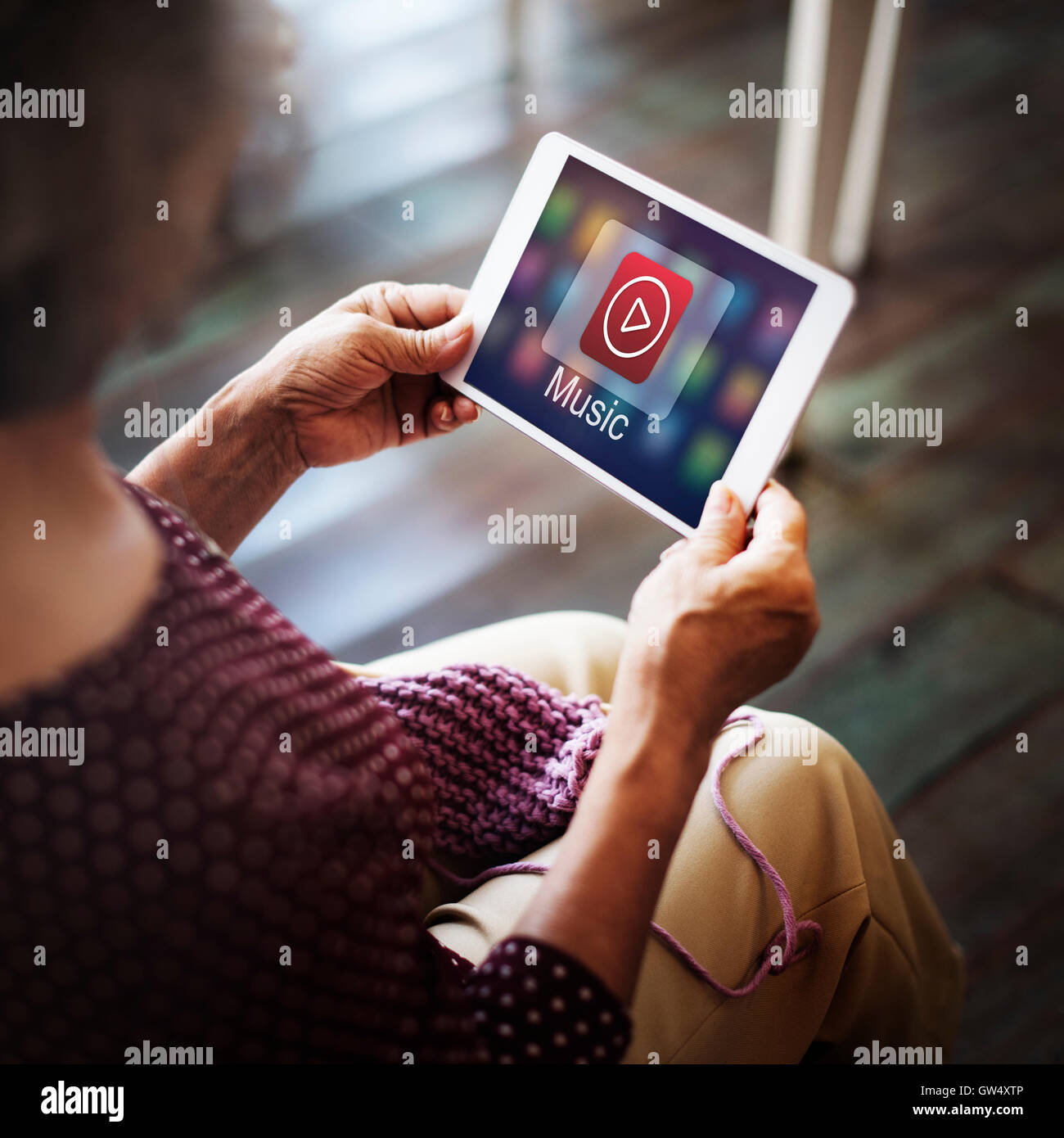 Lettore musicale pulsante icona applicazione Concetto grafico Foto Stock