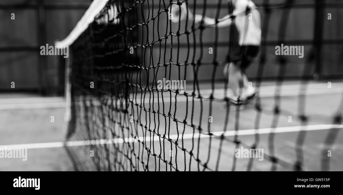 Tennis praticare esercizio atleta corte montare il concetto di gioco Foto Stock