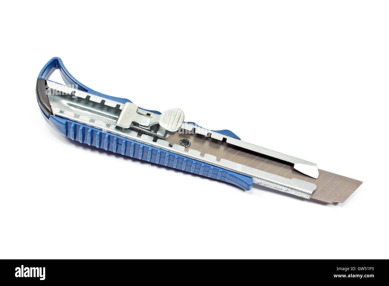 Carta da ufficio coltello isolato su bianco Foto Stock
