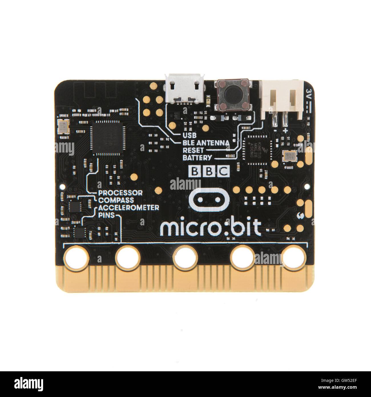 Micro della BBC Bit, micro:bit è un dispositivo completamente programmabile computer essendo dato libero di anno 7 bambini Foto Stock